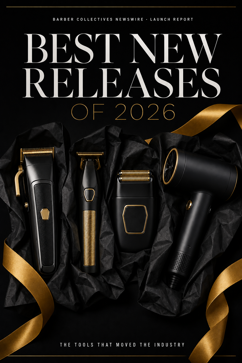 Flagship Newswire cover for Best New Releases of 2026 — four flagship tools unboxed on black tissue paper with gold ribbon.