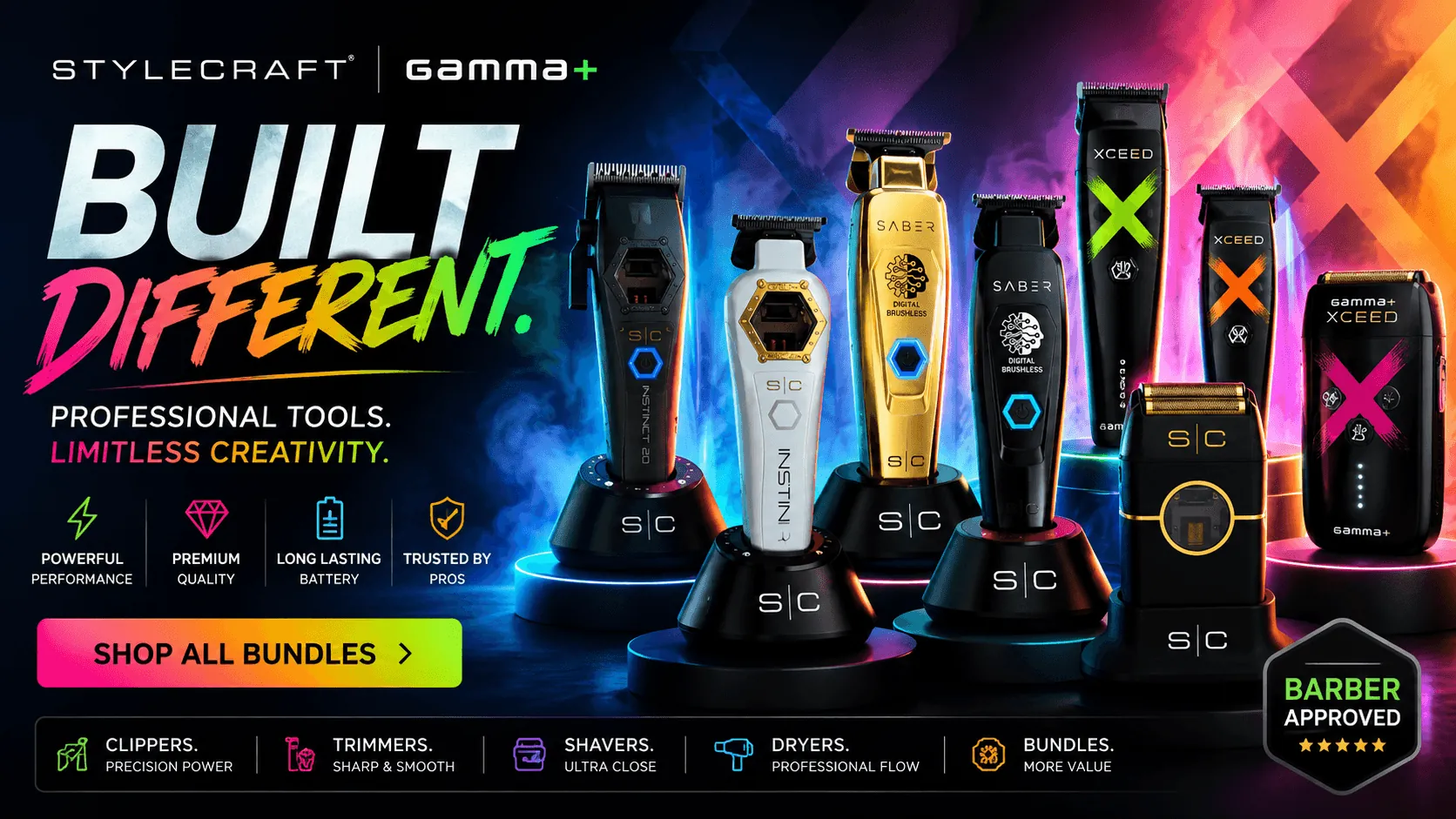 StyleCraft and Gamma+ bundle — clippers, trimmers, shavers